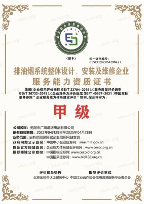 服务能力资质证书