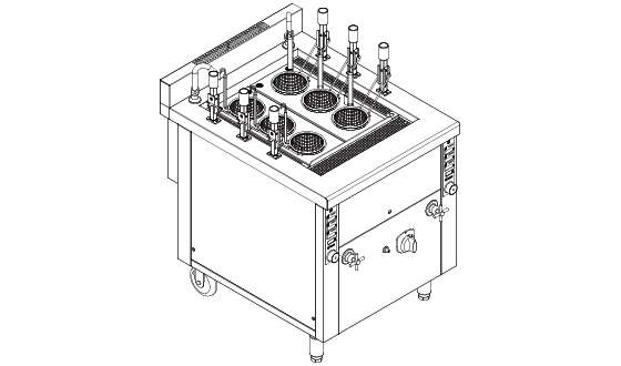 燃气六头自动升降煮面机