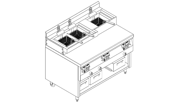 自动升降三缸炸炉